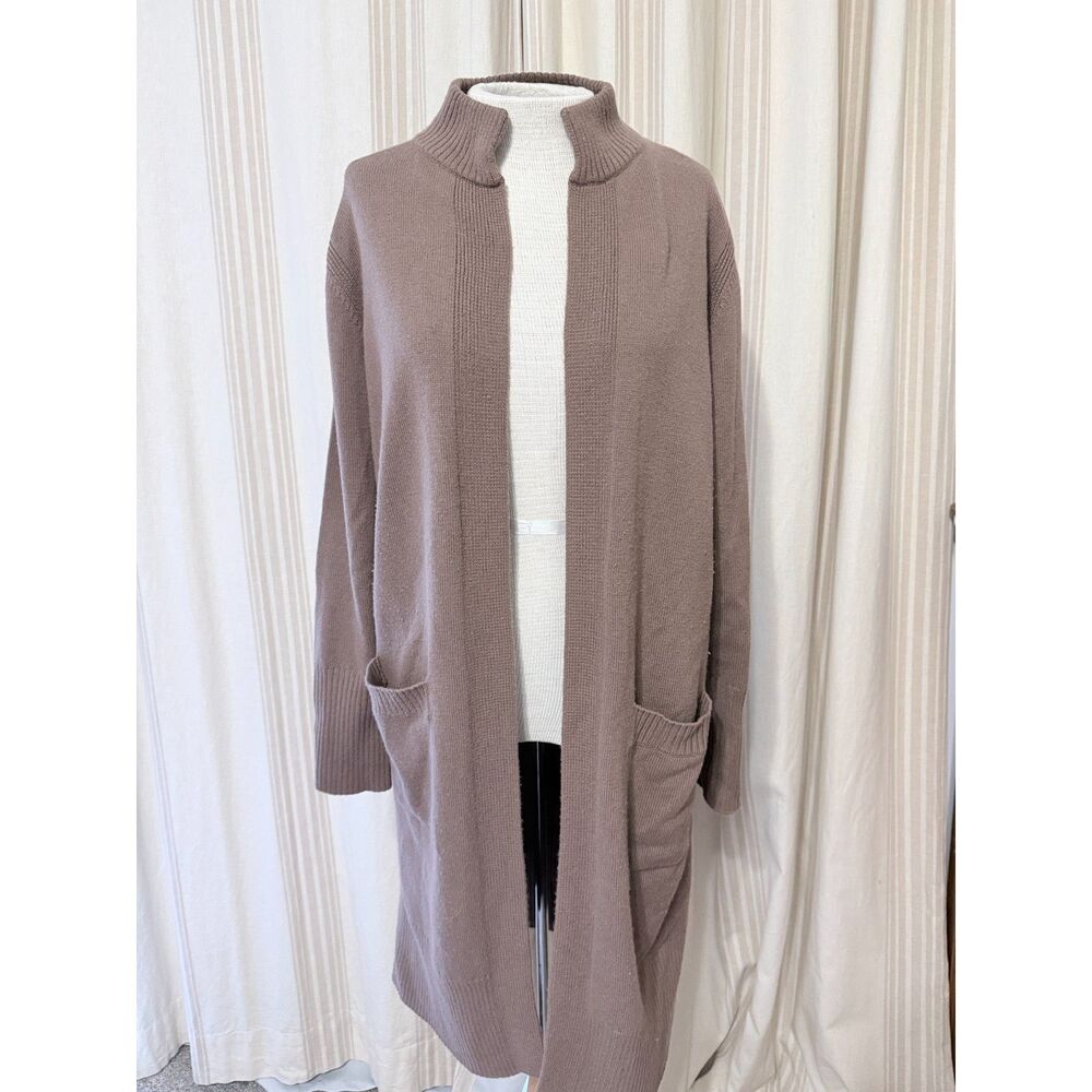 Athleta Spirit Wool Cashmere II Wrap Cardigan Medium Taupe Brown